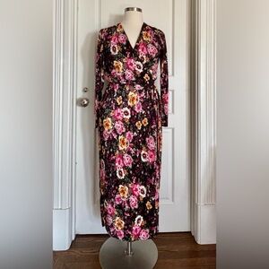 Floral Plisse Wrap Dress